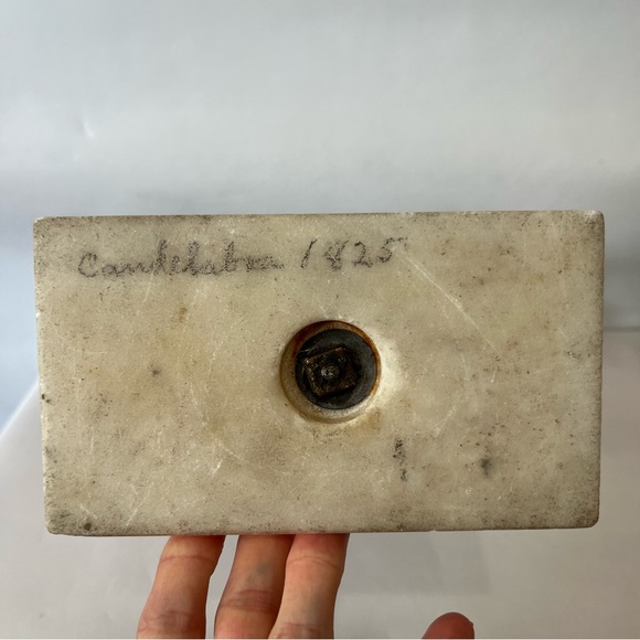 Antique Brass Cherub Baby Candelabra Marble Base Victorian - Picture 10 of 10